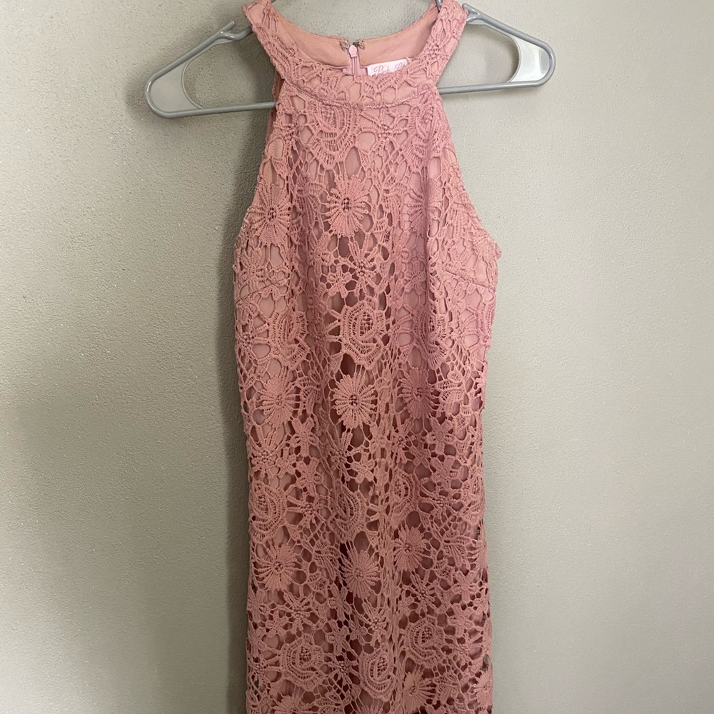 Pink Lily Lace Dress - Pink - Size M